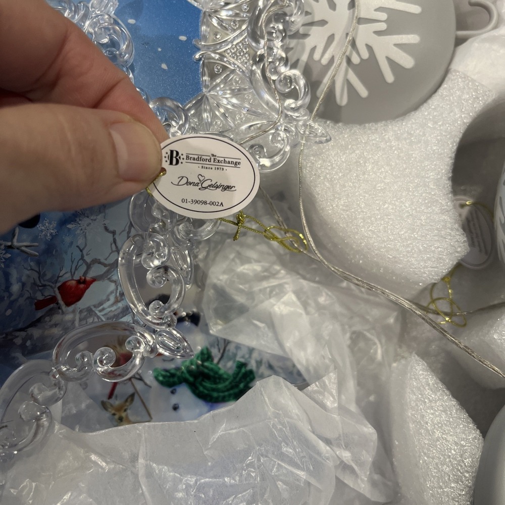 Bradford Exchange Dona Gelsinger Christmas Ornament‎ Snowflake Snowman Set of 3 - Picture 5 of 6